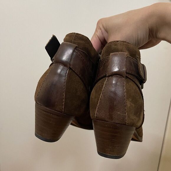 Aquatalia brown suede leather point toe side zip buckle ankle boots size US 7 - Picture 3 of 7